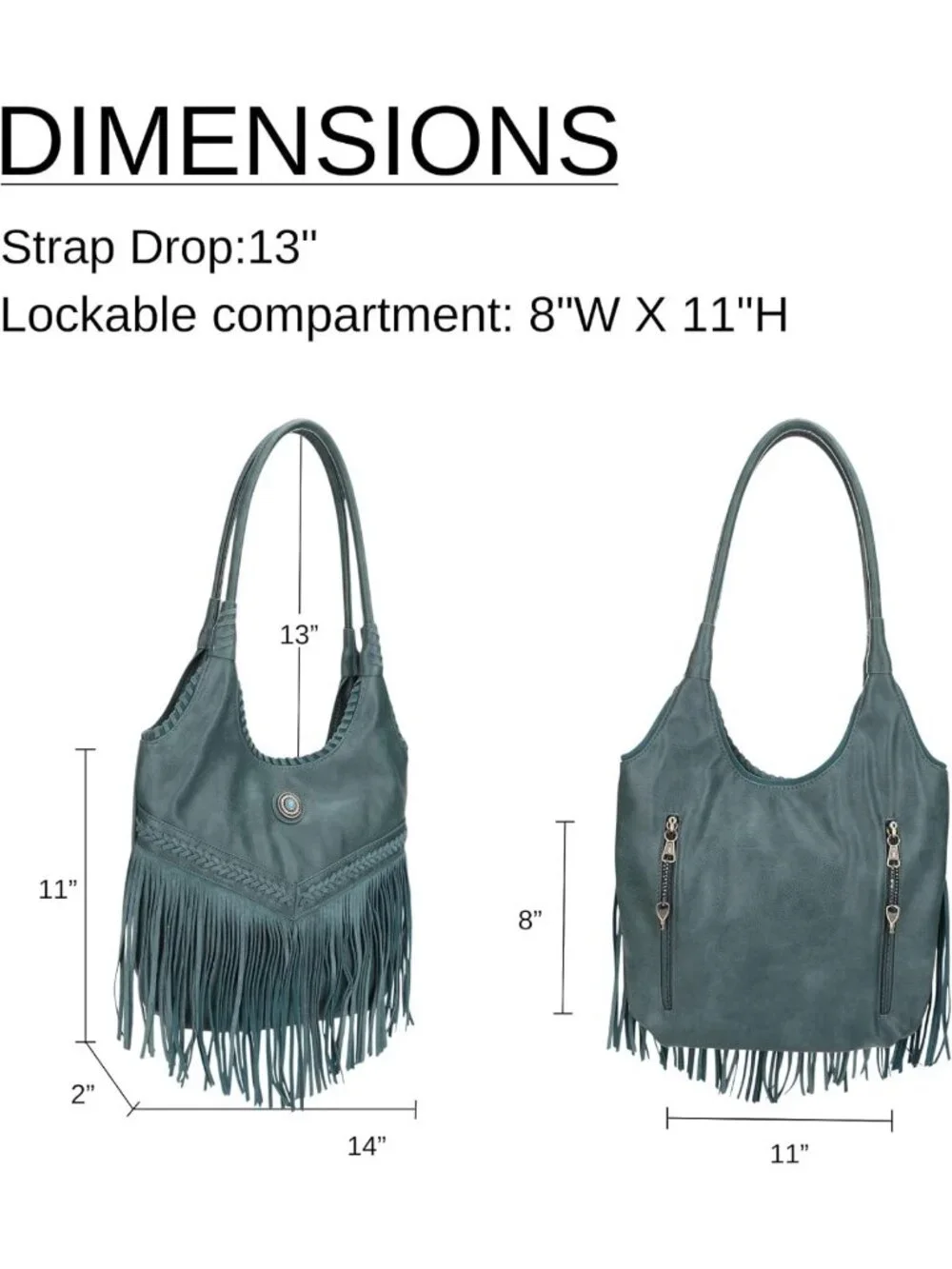 Suede Fringe Hobo Bag - Women's Top Handle Tote & Shoulder Bag, Stylish